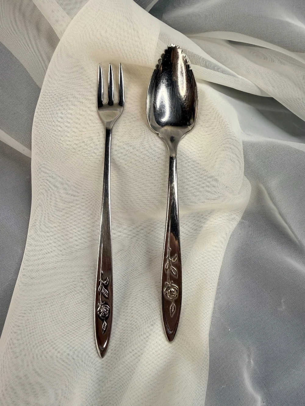 Oneida Community My Rose Stainless Relish Serving Set Jelly Spoon Olive Fork
